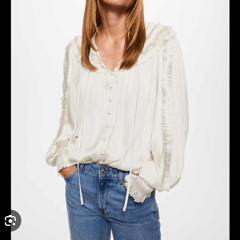 Mango ruffled satin blouse